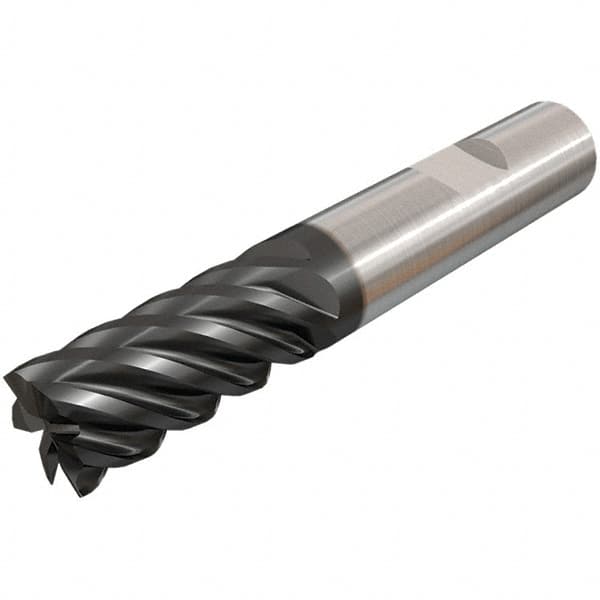 Iscar - 12mm, 25mm LOC, 12mm Shank Diam, 83mm OAL, 6 Flute, Solid Carbide Square End Mill - Single End, TiAlN Finish, Spiral Flute, 45° Helix, Right Hand Cut, Right Hand Flute - Benchmark Tooling