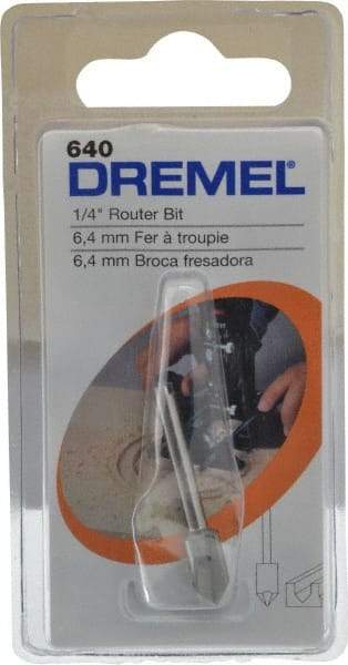 Dremel - 1/4" Diam, 1.2" Overall Length, High Speed Steel, V-Groove, Edge Profile Router Bit - 1/8" Shank Diam x 0.4" Shank Length, Uncoated - Benchmark Tooling