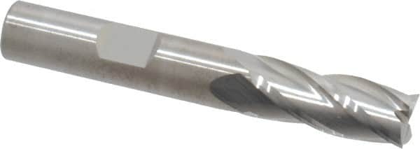 RobbJack - 3/8", 7/8" LOC, 3/8" Shank Diam, 2-1/2" OAL, 4 Flute, Solid Carbide Square End Mill - Single End, Uncoated, Spiral Flute, 30° Helix, Centercutting, Right Hand Cut, Right Hand Flute, Series TR-404 - Benchmark Tooling