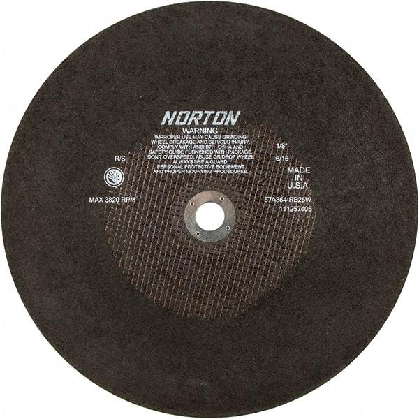 Norton - 16" Aluminum Oxide Cutoff Wheel - 1/8" Thick, 1" Arbor - Benchmark Tooling