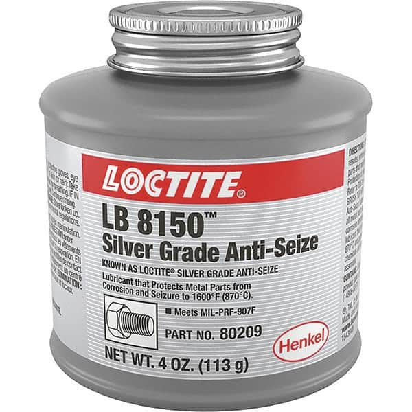 Loctite - 4 oz Can High Temperature Anti-Seize Lubricant - Silver Colored, 1,600°F, Silver Colored, Water Resistant - Benchmark Tooling