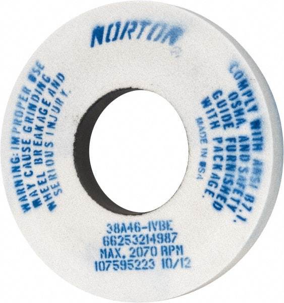 Norton - 12" Diam x 5" Hole x 1-1/2" Thick, I Hardness, 46 Grit Surface Grinding Wheel - Aluminum Oxide, Type 1, Coarse Grade, 2,070 Max RPM, Vitrified Bond, No Recess - Benchmark Tooling