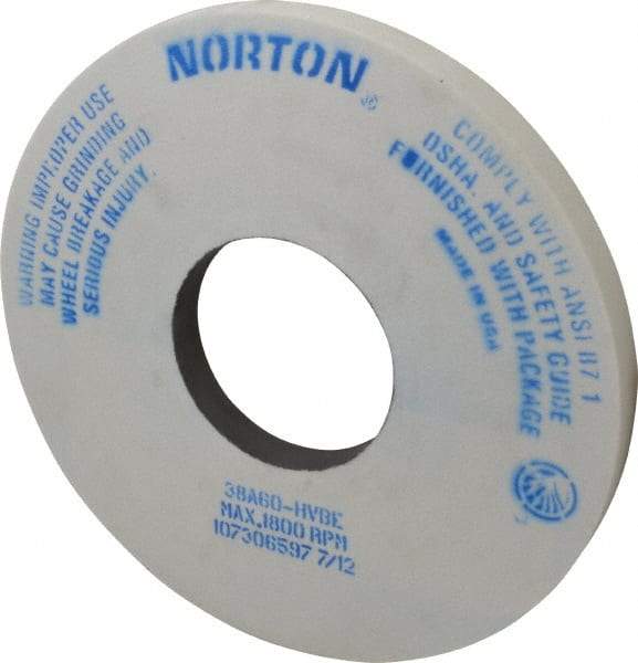 Norton - 14" Diam x 5" Hole x 1" Thick, H Hardness, 60 Grit Surface Grinding Wheel - Aluminum Oxide, Type 1, Medium Grade, 1,800 Max RPM, Vitrified Bond, No Recess - Benchmark Tooling