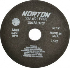 Norton - 7" 60 Grit Aluminum Oxide Cutoff Wheel - 1/32" Thick, 1-1/4" Arbor, 5,460 Max RPM, Use with Stationary Grinders - Benchmark Tooling