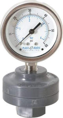 Plast-O-Matic - 60 Max psi, 2 Inch Dial Diameter, PVC Pressure Gauge Guard and Isolator - 3% Accuracy - Benchmark Tooling