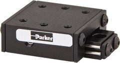 Parker - 6 Lb. Capacity, 4-40 Mount Hole, 1/2" Travel, Ball Bearing Slide Table - Single Axis, 6 Mounting Holes, 1-1/4" Long x 1-1/4" Wide x 1/2" High - Benchmark Tooling