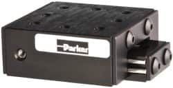 Parker - 25 Lb. Capacity, 6-32 Mount Hole, 1" Travel, Ball Bearing Slide Table - Single Axis, 8 Mounting Holes, 1-3/4" Long x 1-3/4" Wide x 3/4" High - Benchmark Tooling