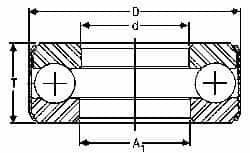 INA Bearing - 1-13/16" Inside x 3-3/32" Outside Diam, 13/16" Thick, Steel Ball Thrust Bearing - 26,500 Lbs. Static Capacity, 10,600 Max Pressure x Velocity - Benchmark Tooling