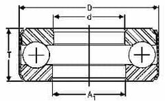 INA Bearing - 1-13/16" Inside x 3-3/32" Outside Diam, 7/8" Thick, Steel Ball Thrust Bearing - 29,000 Lbs. Static Capacity, 12,900 Max Pressure x Velocity - Benchmark Tooling