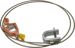 Hubbell Workplace - 19 AWG, 5 Ft., Alligator Clip, C-Clamp, Grounding Cable with Clamps - Noninsulated, Federal Specification A-A-59466-010 - Benchmark Tooling