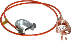 Hubbell Workplace - 19 AWG, 3 Ft., Alligator Clip, C-Clamp, Grounding Cable with Clamps - Orange, Federal Specification A-A-59466-010 - Benchmark Tooling