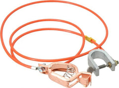 Hubbell Workplace - 19 AWG, 5 Ft., Alligator Clip, C-Clamp, Grounding Cable with Clamps - Orange, Federal Specification A-A-59466-010 - Benchmark Tooling