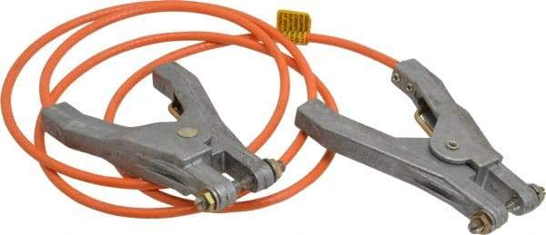 Hubbell Workplace - 19 AWG, 5 Ft., Hand Clamp, Grounding Cable with Clamps - Orange, Includes 2 Hand Clamps - Benchmark Tooling