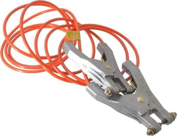 Hubbell Workplace - 19 AWG, 10 Ft., Hand Clamp, Grounding Cable with Clamps - Orange, Includes 2 Hand Clamps - Benchmark Tooling