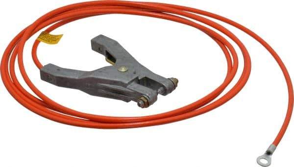 Hubbell Workplace - 19 AWG, 10 Ft., Hand Clamp, Terminal, Grounding Cable with Clamps - Orange - Benchmark Tooling