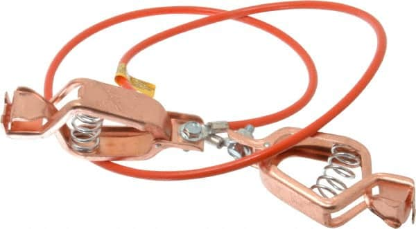 Hubbell Workplace - 19 AWG, 3 Ft., Alligator Clip, Grounding Cable with Clamps - Orange, Includes 2 Alligator Clips, Federal Specification A-A-59466-010 - Benchmark Tooling