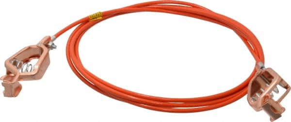 Hubbell Workplace - 19 AWG, 10 Ft., Alligator Clip, Grounding Cable with Clamps - Orange, Includes 2 Alligator Clips, Federal Specification A-A-59466-010 - Benchmark Tooling