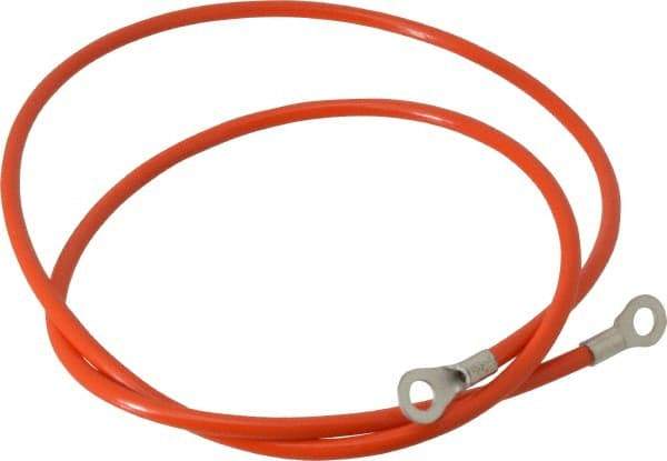 Hubbell Workplace - 19 AWG, 3 Ft., Terminal, Grounding Cable with Clamps - Orange, Includes (2) 1/4 Inch Terminals - Benchmark Tooling