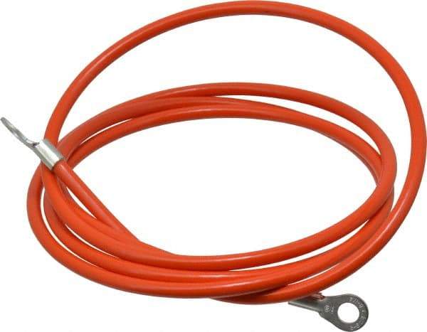 Hubbell Workplace - 19 AWG, 5 Ft., Terminal, Grounding Cable with Clamps - Orange, Includes (2) 1/4 Inch Terminals - Benchmark Tooling