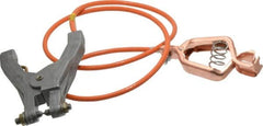 Hubbell Workplace - 19 AWG, 3 Ft., Alligator Clip, Hand Clamp, Grounding Cable with Clamps - Orange, Federal Specification A-A-59466-010 - Benchmark Tooling