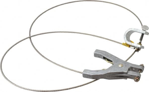 Hubbell Workplace - 19 AWG, 5 Ft., C-Clamp, Hand Clamp, Grounding Cable with Clamps - Noninsulated - Benchmark Tooling