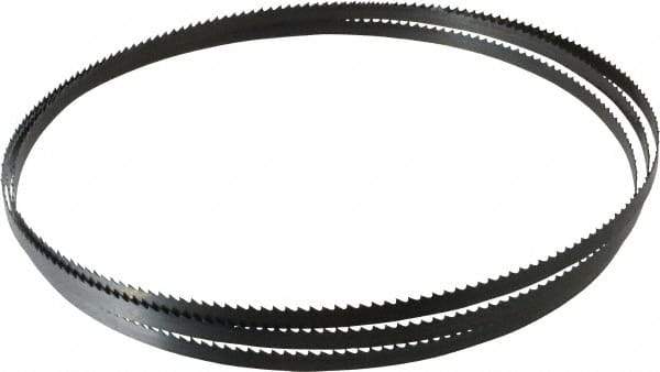 Starrett - 6 TPI, 7' 9-1/2" Long x 3/8" Wide x 0.025" Thick, Welded Band Saw Blade - Carbon Steel, Toothed Edge, Raker Tooth Set, Flexible Back, Contour Cutting - Benchmark Tooling