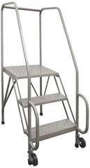 PW Platforms - 4 Step, 68 Inch Overall Height, Grip Strut Tread, Tilt and Roll Safety Ladder - 300 Lb. Load Capacity, 40 Inch Platform Height, 26 Inch Base Width x 44 Inch Base Depth - Benchmark Tooling