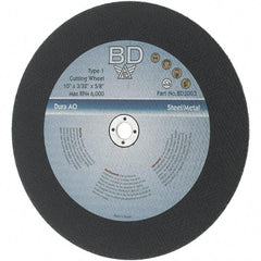 Value Collection - 10" Aluminum Oxide Cutoff Wheel - 3/32" Thick, 5/8" Arbor, 6,000 Max RPM - Benchmark Tooling