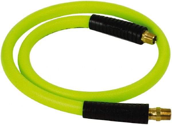 Legacy - 1/2" ID x 0.74" OD 4' Long Lead-In Whip Hose - FNPT x MNPT Swivel Ends, 300 Working psi, 140°, 3/8" Fitting, Green - Benchmark Tooling