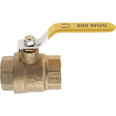 Value Collection - 1-1/4" Pipe, Brass Full Port Ball Valve - 2 Piece, NPT Ends, Lever Handle, 600 WOG, 150 WSP - Benchmark Tooling