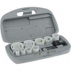 Value Collection - 9 Piece, 3/4" to 2-1/4" Saw Diam, Maintenance Hole Saw Kit - Bi-Metal, Includes 6 Hole Saws - Benchmark Tooling