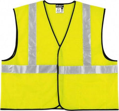 MCR Safety - Size 4XL High Visibility Lime Solid General Purpose Vest - 28.4" Chest, ANSI 107-2015, Hook & Loop Closure, 3 Pockets, Polyester - Benchmark Tooling