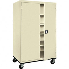 Sandusky Lee - 5 Shelf Mobile Storage Cabinet - Steel, 46" Wide x 24" Deep x 72" High, Putty - Benchmark Tooling