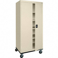 Sandusky Lee - 5 Shelf Mobile Storage Cabinet - Steel, 36" Wide x 24" Deep x 72" High, Putty - Benchmark Tooling