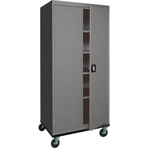 Sandusky Lee - 5 Shelf Mobile Storage Cabinet - Steel, 36" Wide x 24" Deep x 72" High, Charcoal Gray - Benchmark Tooling