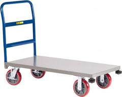 Little Giant - 3,600 Lb Capacity Steel Platform Truck - Steel Deck, 24" OAW, 36" Platform Length, Polyurethane Casters - Benchmark Tooling