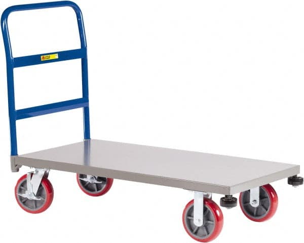 Little Giant - 3,600 Lb Capacity Steel Platform Truck - Steel Deck, 24" OAW, 48" Platform Length, Polyurethane Casters - Benchmark Tooling