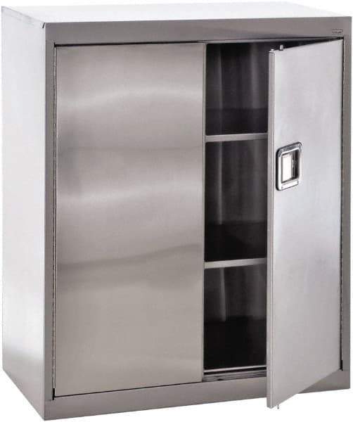 Sandusky Lee - 3 Shelf Locking Storage Cabinet - Stainless Steel, 36" Wide x 18" Deep x 42" High - Benchmark Tooling