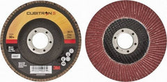 3M - 80 Grit, 4-1/2" Disc Diam, 7/8" Center Hole, Type 27 Ceramic Flap Disc - 13,300 Max RPM, Cloth Backing, Arbor Attaching System, Coated - Benchmark Tooling