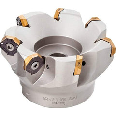 Iscar - 4.37" Cut Diam, 1-1/2" Arbor Hole, 0.18" Max Depth of Cut, 50° Indexable Chamfer & Angle Face Mill - 10 Inserts, IQ845 SYHU 07.. Insert, Right Hand Cut, Through Coolant, Series DoveIQMill - Benchmark Tooling