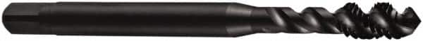 DORMER - M8x1.00 Metric Fine 3 Flute 6H Bottoming Spiral Flute Tap - Cobalt, Oxide Finish, 72mm OAL, Right Hand Flute, Right Hand Thread, Series E013 - Exact Industrial Supply