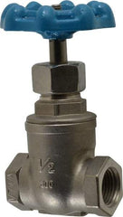 Legend Valve - 1/2" Pipe, Threaded Stainless Steel Solid Wedge Stem Gate Valve - 600 WOG, 125 WSP - Benchmark Tooling