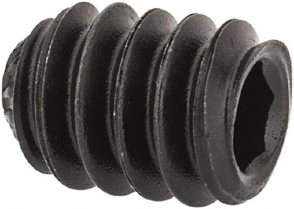 Value Collection - #10-24 UNC, 1/4" OAL, Knurled Cup Point Set Screw - Grade 8 Alloy Steel, 3/32" Key - Benchmark Tooling