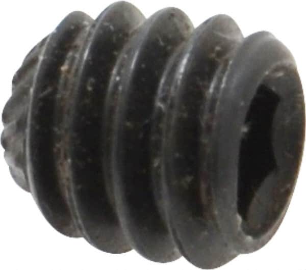 Value Collection - 1/4-20 UNC, 1/4" OAL, Knurled Cup Point Set Screw - Grade 8 Alloy Steel, 1/8" Key - Benchmark Tooling