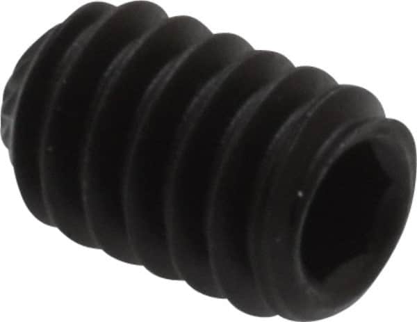 Value Collection - 1/4-20 UNC, 3/8" OAL, Knurled Cup Point Set Screw - Grade 8 Alloy Steel, 1/8" Key - Benchmark Tooling