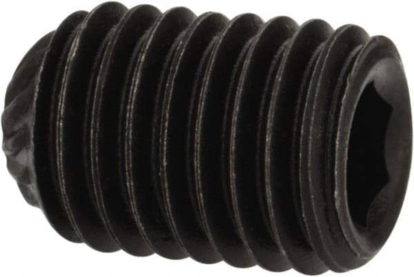 Value Collection - 1/4-28 UNF, 3/8" OAL, Knurled Cup Point Set Screw - Grade 8 Alloy Steel, 1/8" Key - Benchmark Tooling