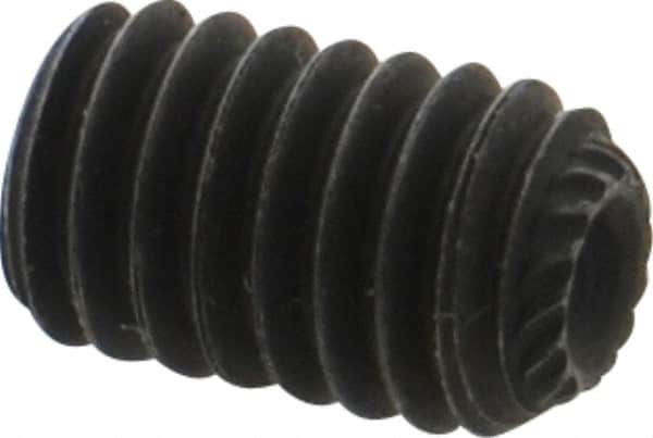 Value Collection - 5/16-18 UNC, 1/2" OAL, Knurled Cup Point Set Screw - Grade 8 Alloy Steel, 5/32" Key - Benchmark Tooling