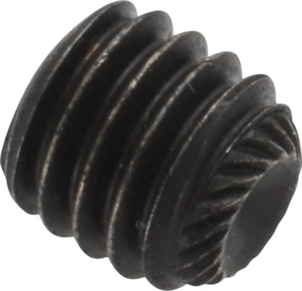 Value Collection - 3/8-16 UNC, 3/8" OAL, Knurled Cup Point Set Screw - Grade 8 Alloy Steel, 3/16" Key - Benchmark Tooling
