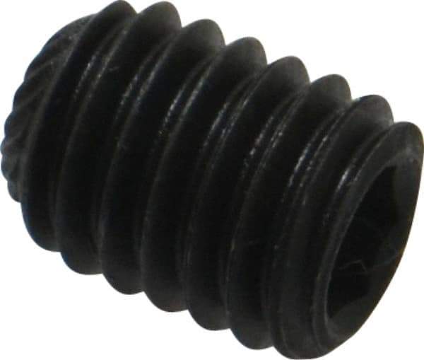 Value Collection - 3/8-16 UNC, 1/2" OAL, Knurled Cup Point Set Screw - Grade 8 Alloy Steel, 3/16" Key - Benchmark Tooling