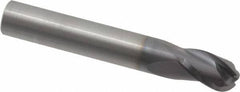 RobbJack - 3/8" Diam, 1/2" LOC, 3 Flute Solid Carbide Ball End Mill - AlTiN Finish, Single End, 2-1/2" OAL, 3/8" Shank Diam, Spiral Flute - Benchmark Tooling